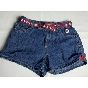 Limited Too Girls Blue Jean Denim Shorts Size 16 Slim July 4th Americana Belt
